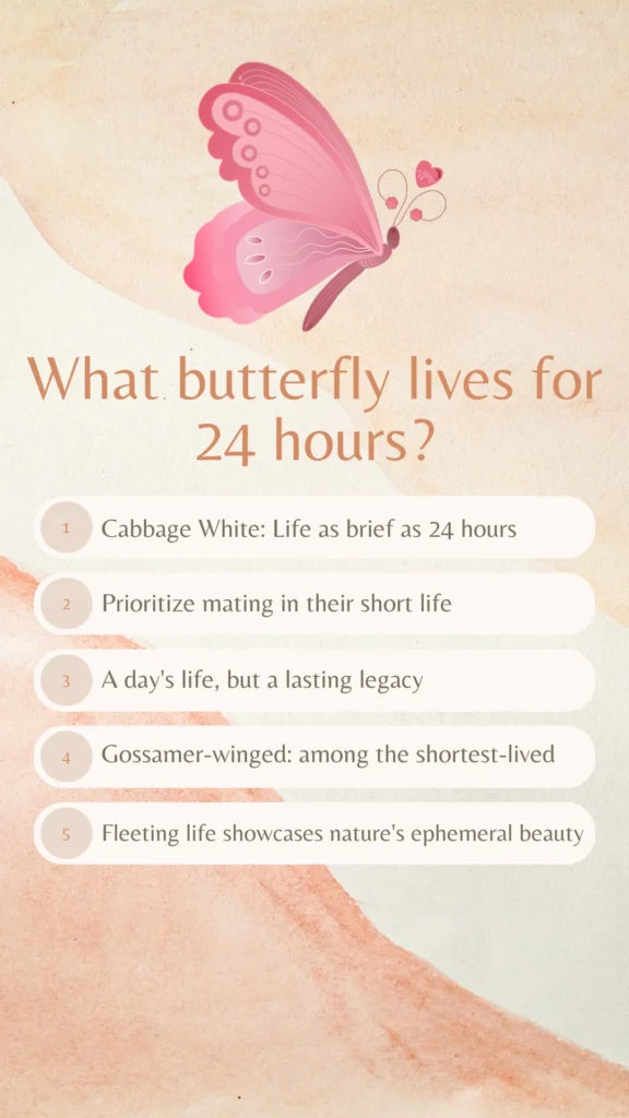 what butterfly lives for 24 hours - Key Points Infographic